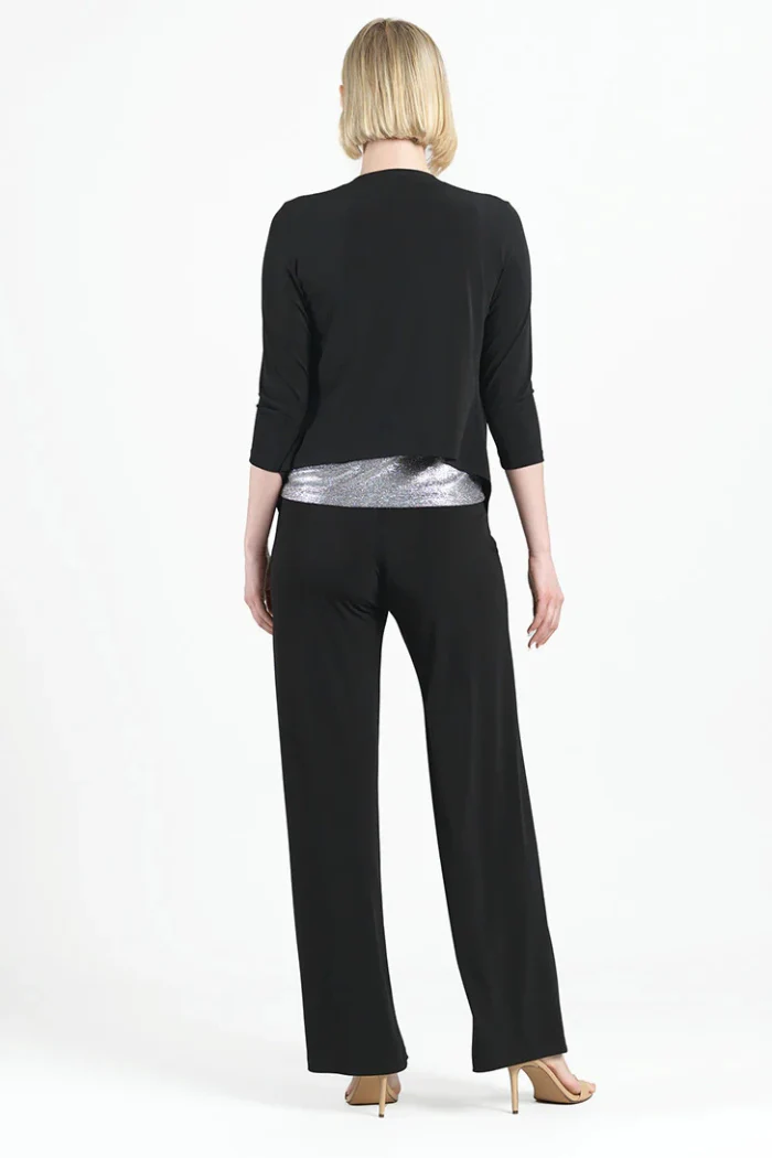 Modern 3/4 Sleeve Tie-Front Cardigan – Wrinkle-Free Silky Travel Knit - Black - Image 5