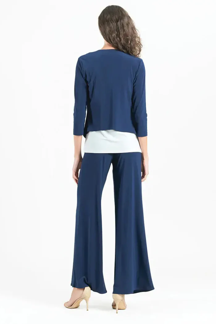 Modern Navy Tie Front Cardigan - Wrinkle-Free Travel Knit - Image 5