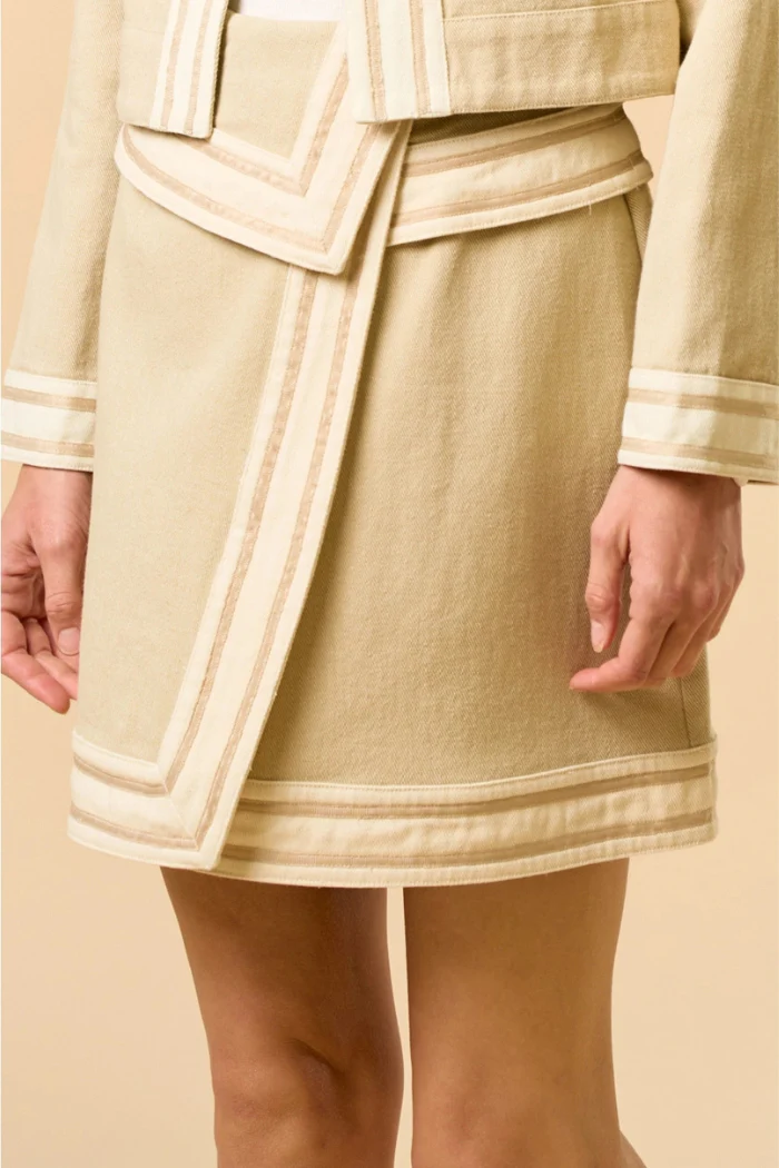 Neutral Colorblock Mini Skirt - Image 2