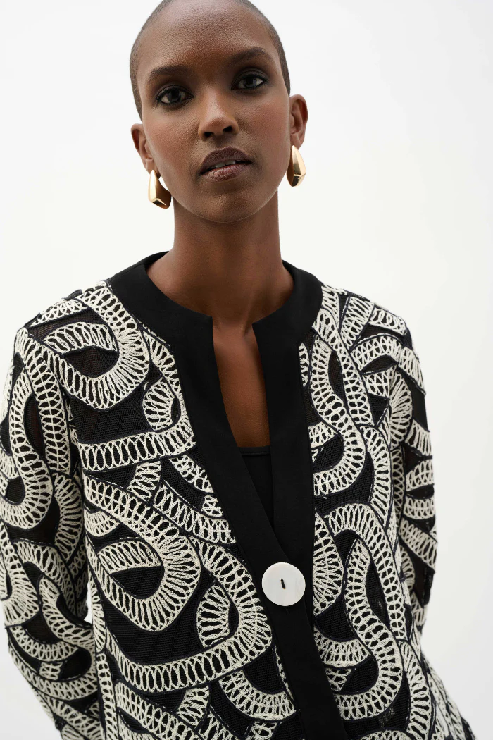 Novelty Mesh Abstract Print Swing Jacket - Image 3