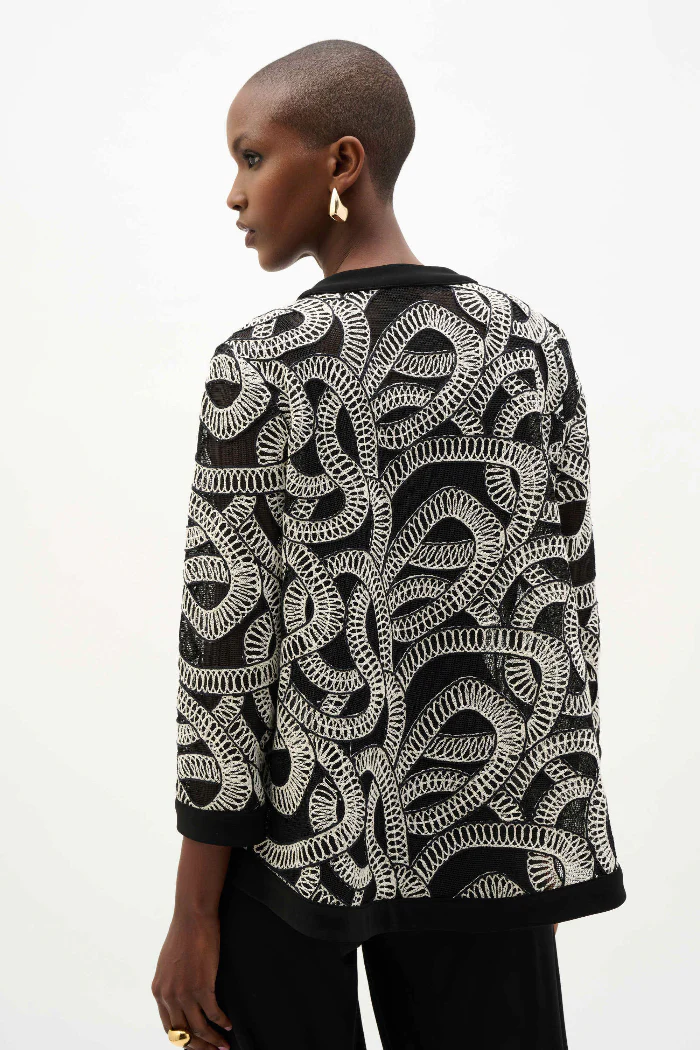 Novelty Mesh Abstract Print Swing Jacket - Image 4