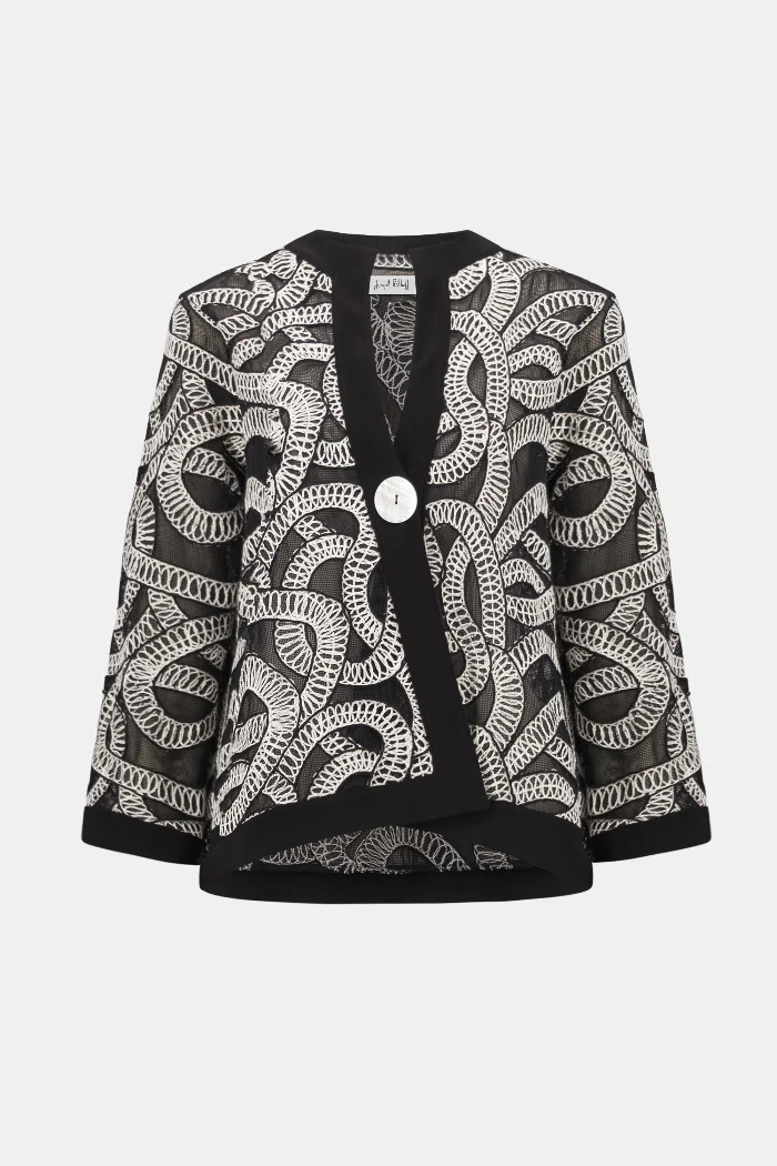 Novelty Mesh Abstract Print Swing Jacket - Image 5