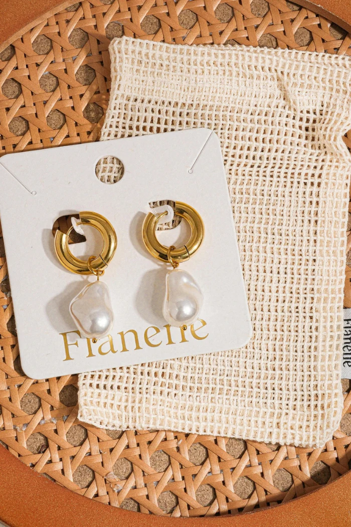 Oceana Gold Statement Large Pearl Earrings - Image 6