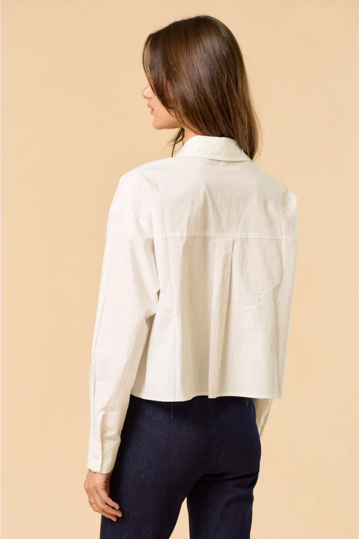Off White Floral Appliqué Button Down Shirt - Image 3