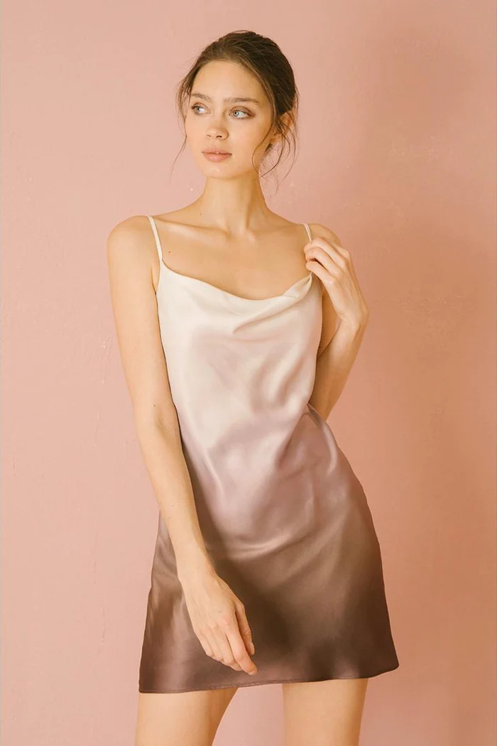 Ombré Satin Mini Dress
