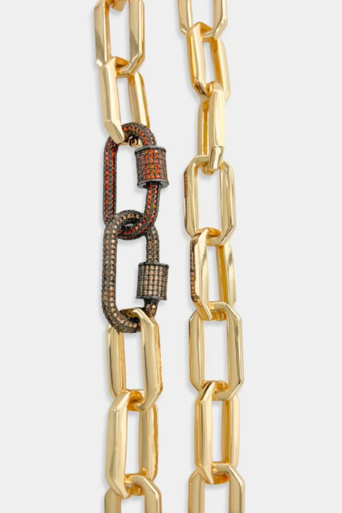 Pavé Carabiner Octagon Chain Necklace - Image 3
