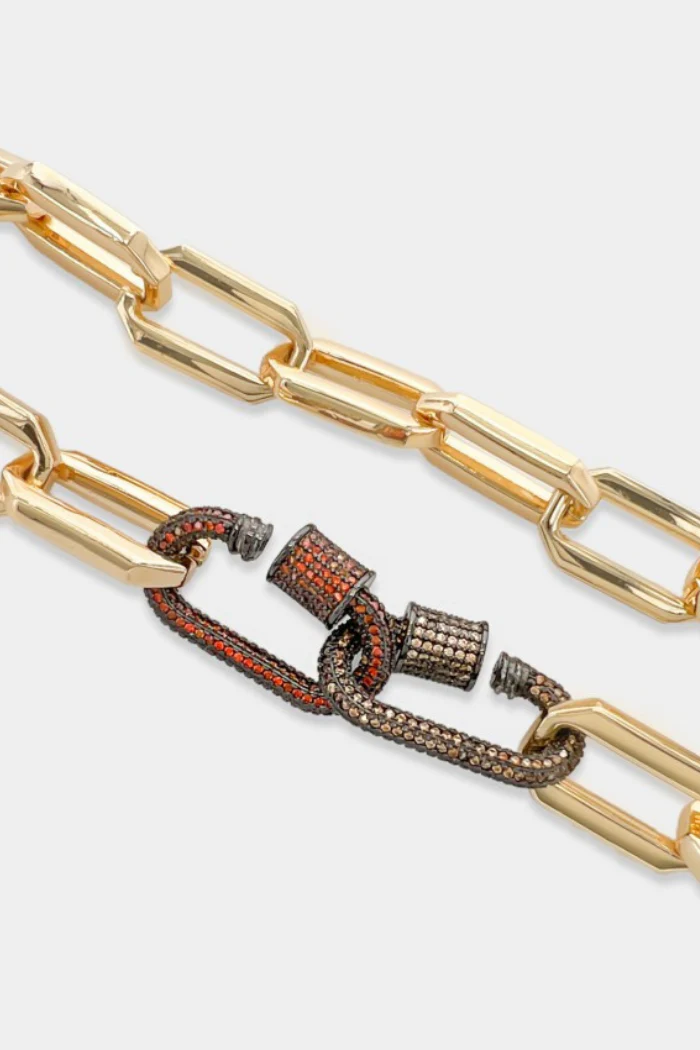 Pavé Carabiner Octagon Chain Necklace - Image 4