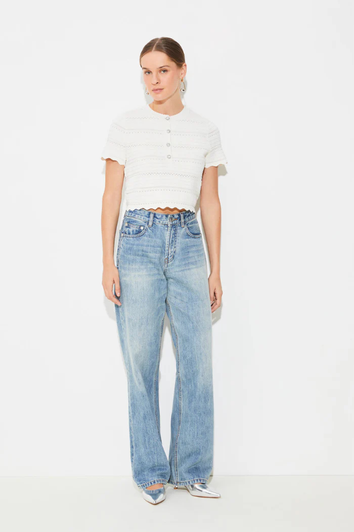 Paeli Open Work Short Sleeved Sweater - Image 2