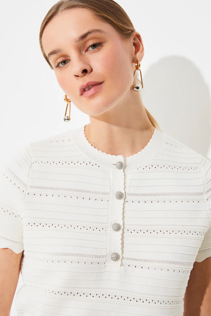 Paeli Open Work Short Sleeved Sweater - Image 3