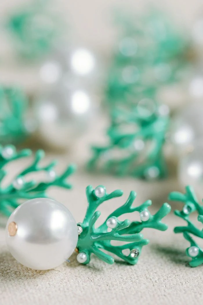 Pearl and Turquoise Coral Mini Earrings - Image 2
