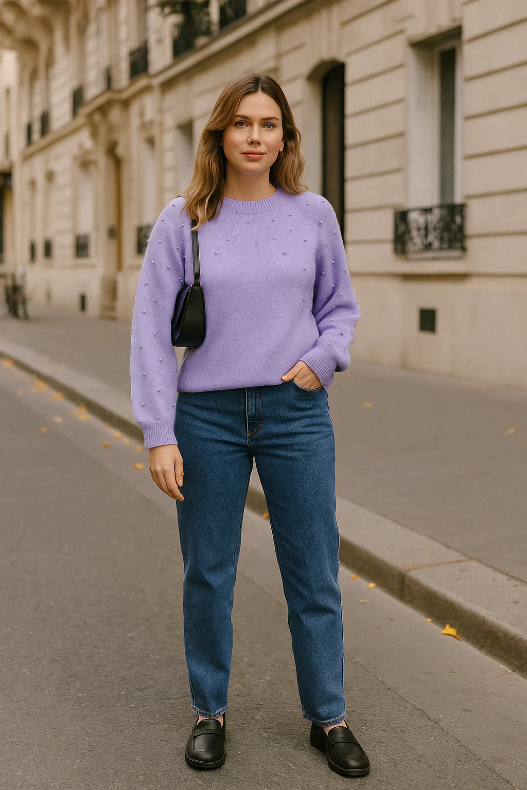 Pearl Detail Raglan Sleeve Sweater - Image 2