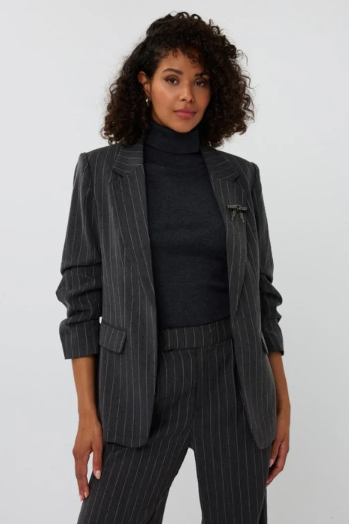 Pinstriped Blazer with Black Studs