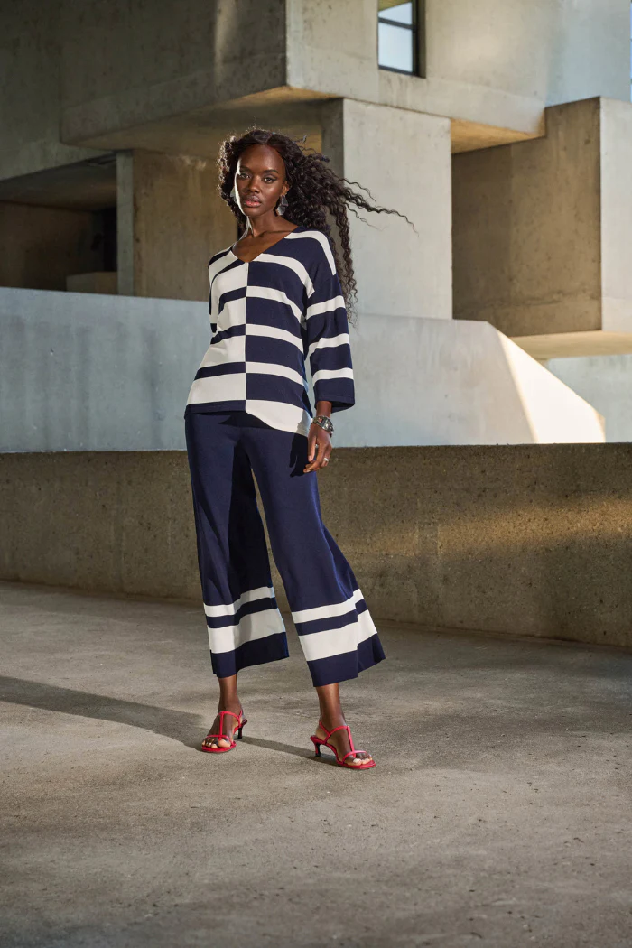 Placement Stripe Sweater Knit Culotte - Image 8