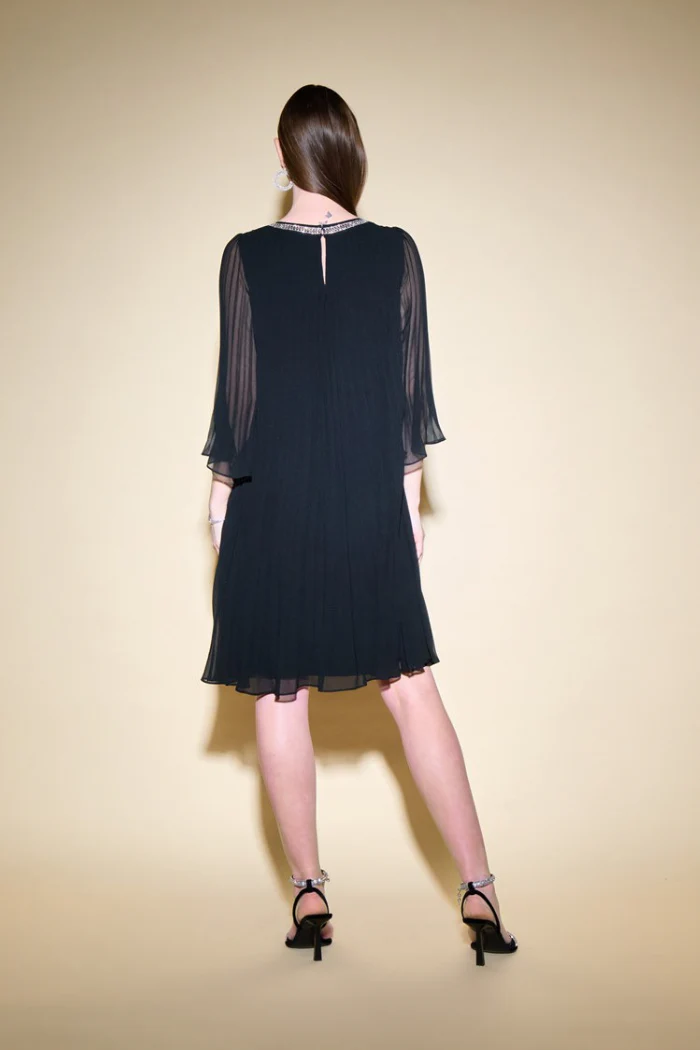Pleated Chiffon Trapeze Dress - Image 4