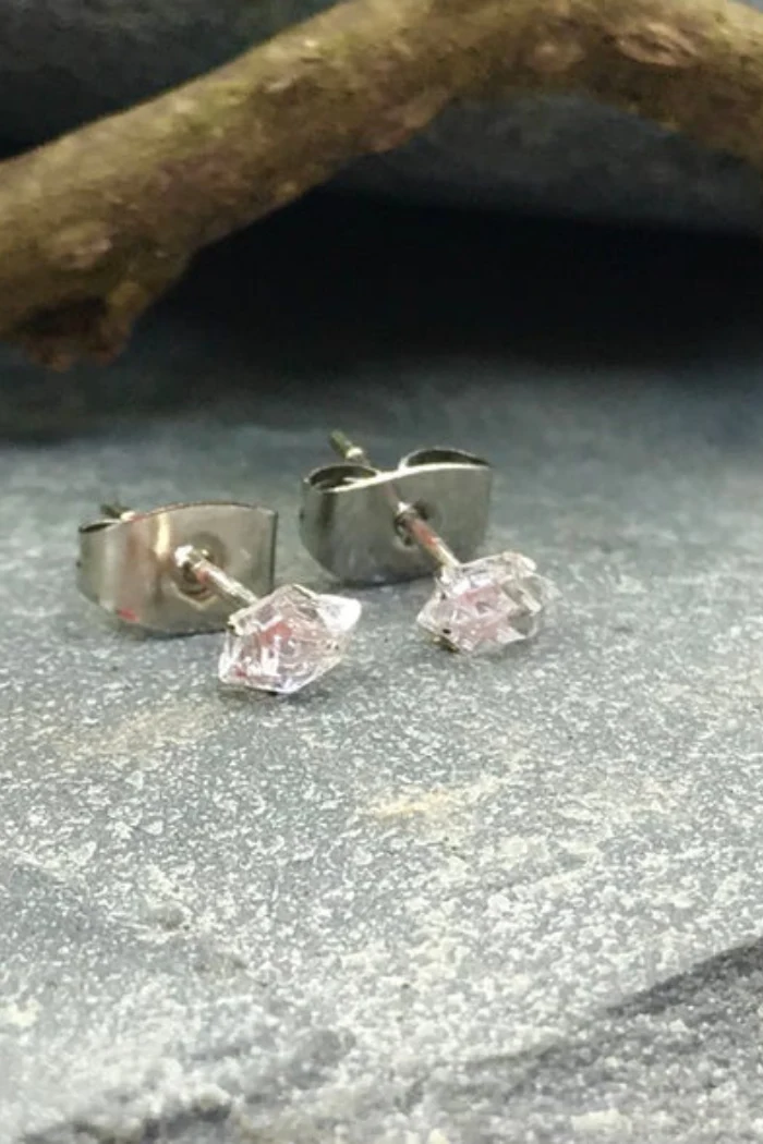 Raw Herkimer Diamonds Silver Studs - Image 2