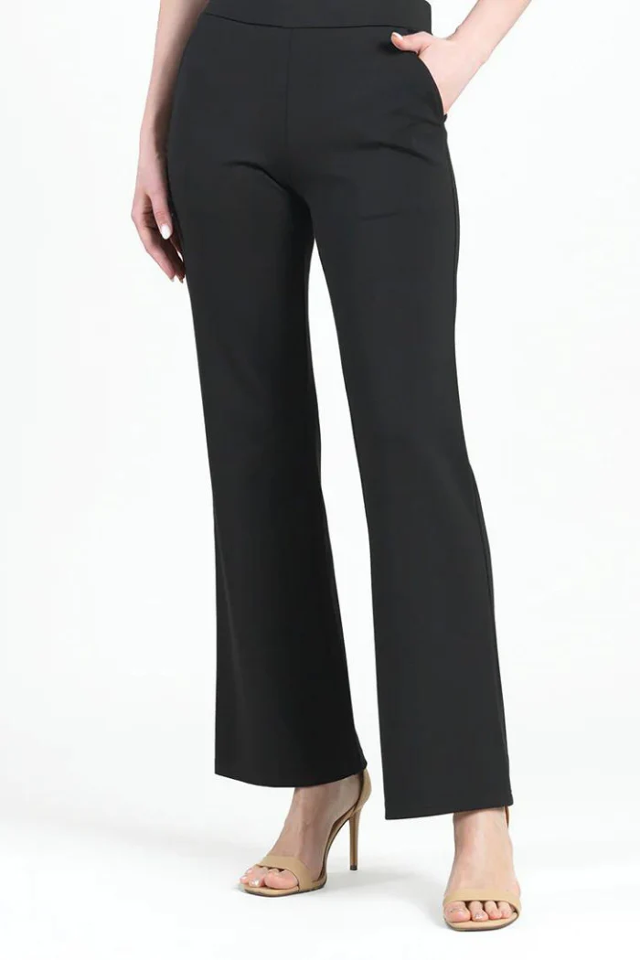 Rayon-Ponte Knit Loose Leg Pocket Pant