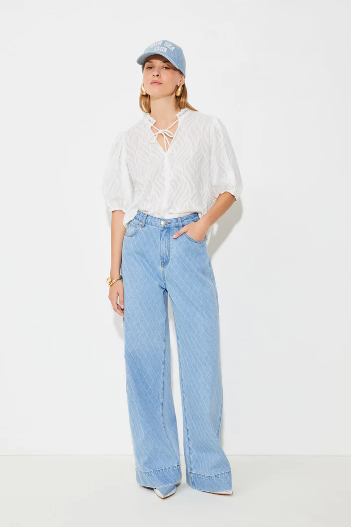 Reino High Waisted Jacquard Jeans