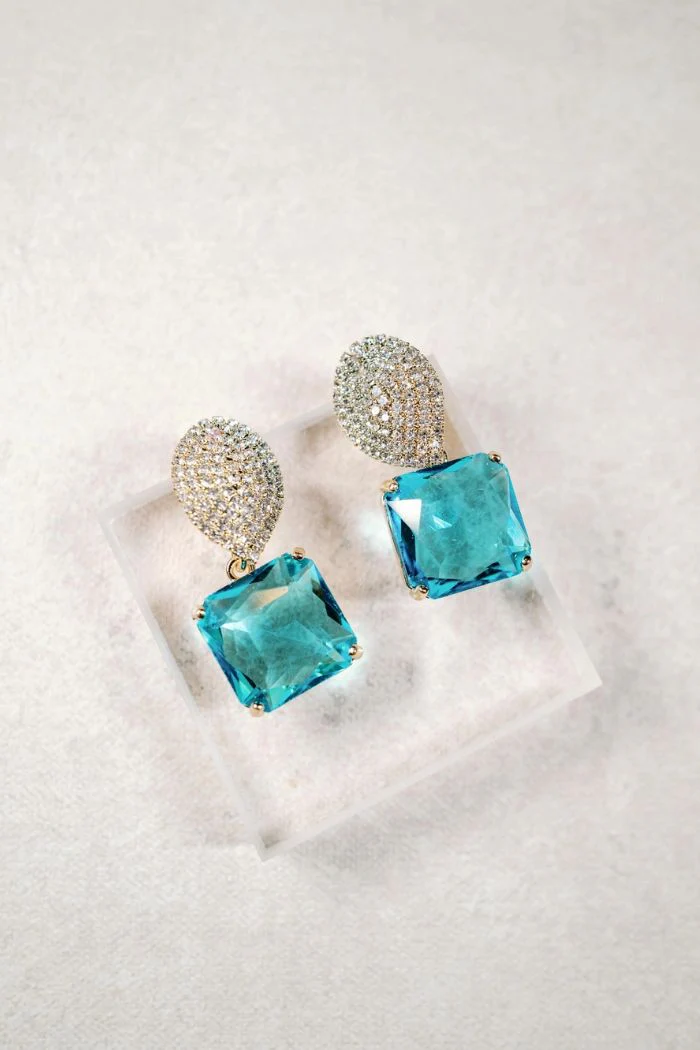 Retro Pave' Crystal Gum Drop Earrings - Image 2