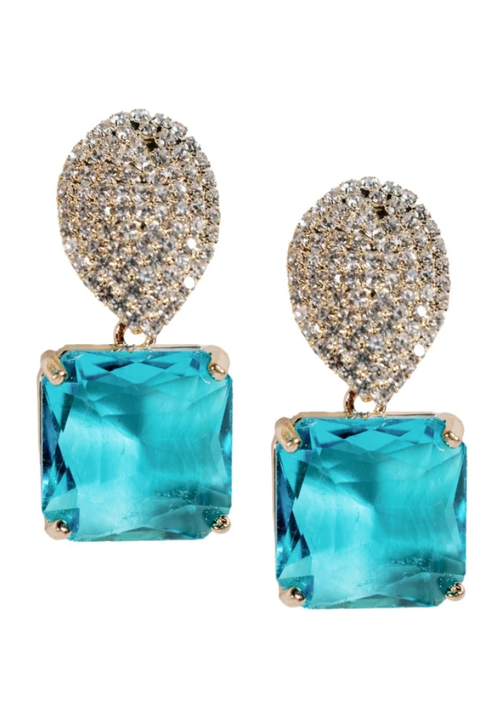 Retro Pave' Crystal Gum Drop Earrings - Image 5