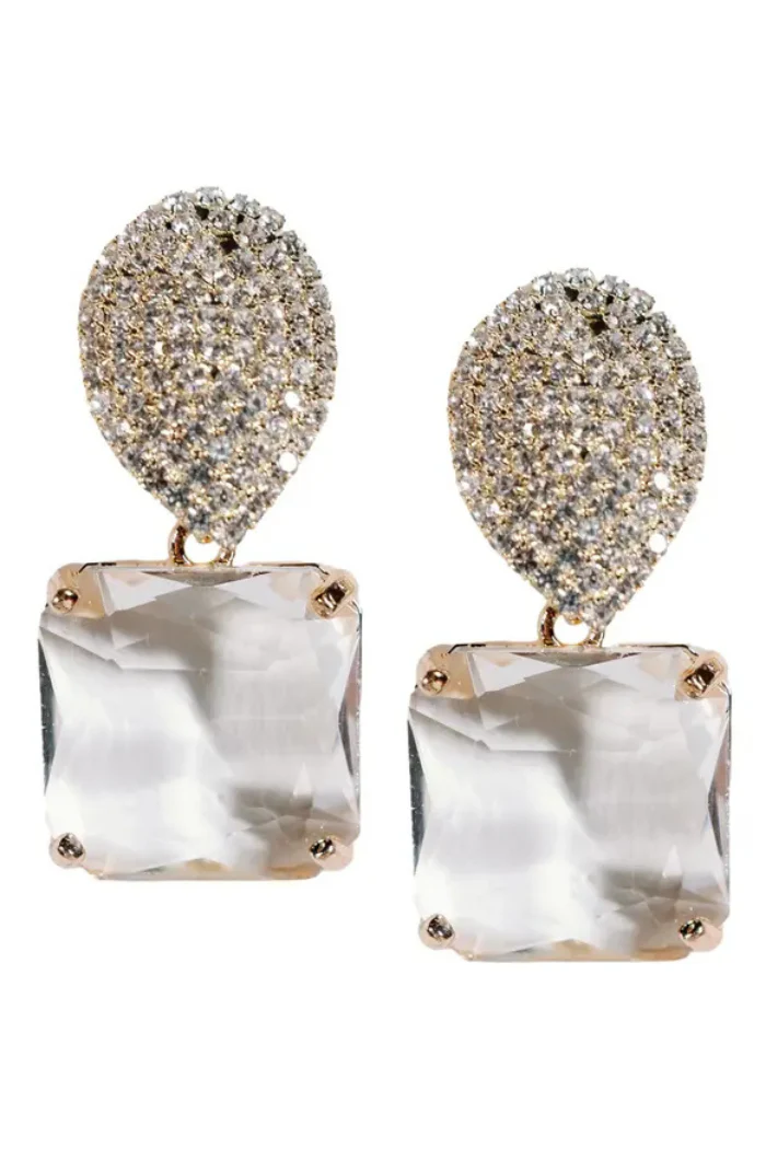 Retro Pave' Crystal Gum Drop Earrings - Image 7