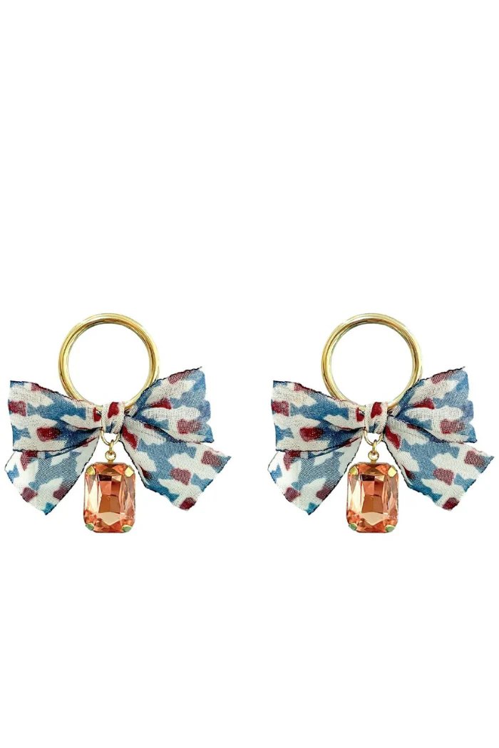 Ribbon Bow Gem Earrings - Image 2