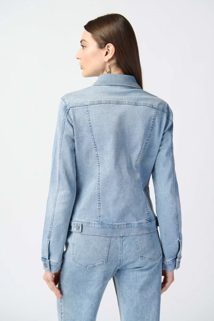 Fitted Denim Jacket With Allover Rhinestones - Image 4
