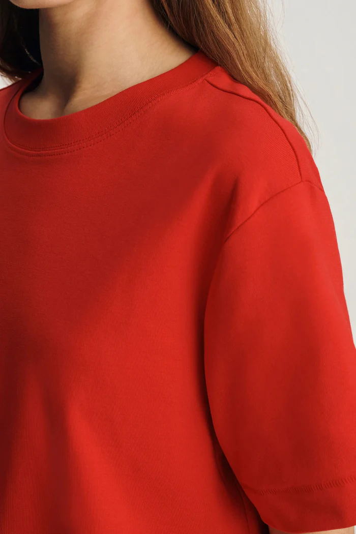 Riley Crew Neck T-Shirt - Red - Image 4