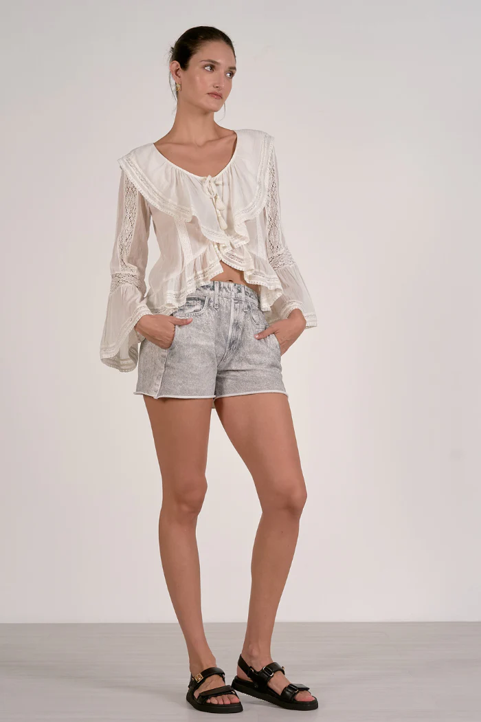 Romantic White Gauze Ruffle Blouse - Image 3