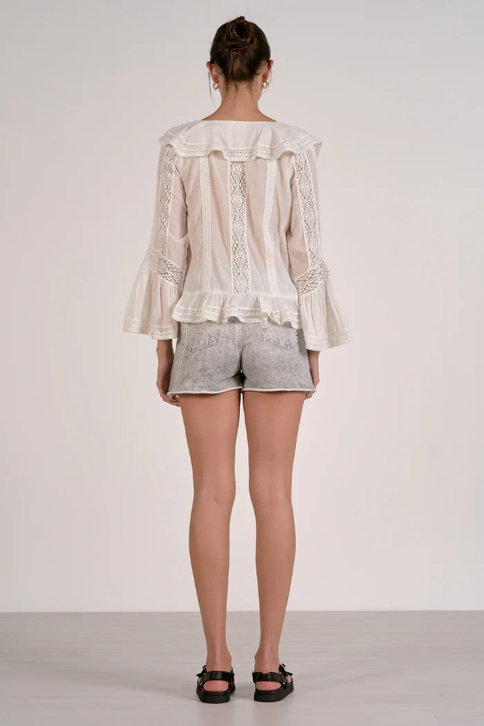 Romantic White Gauze Ruffle Blouse - Image 5