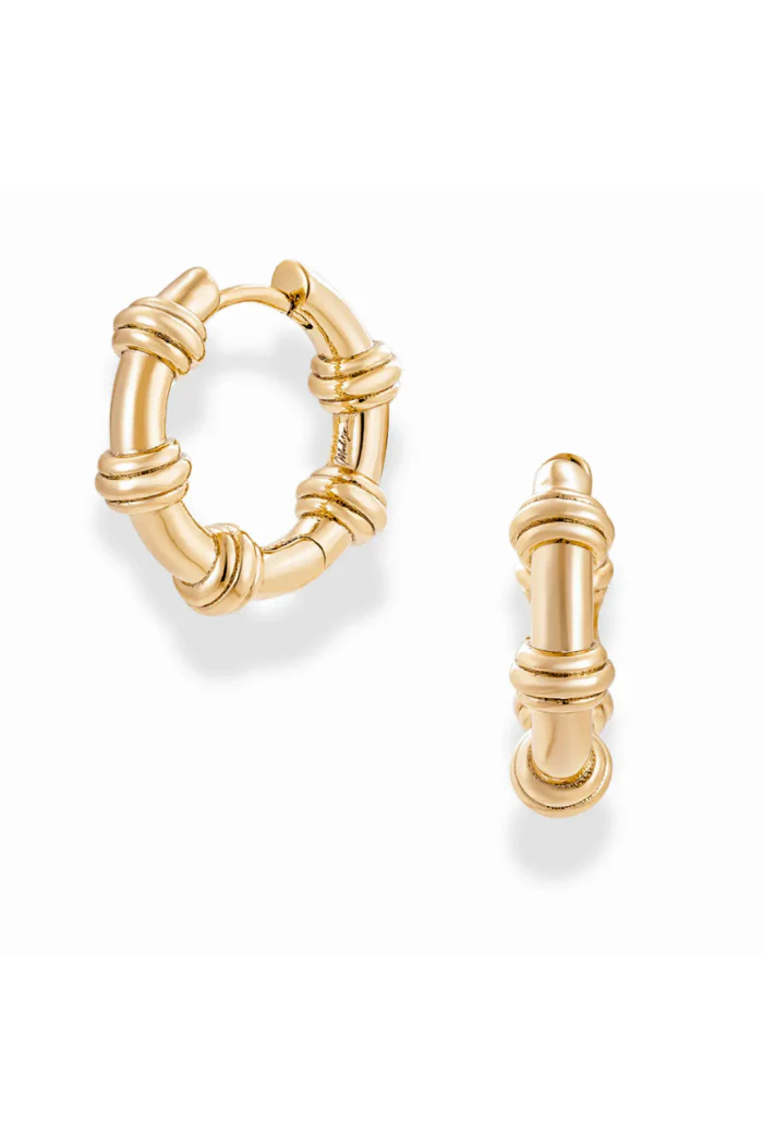 Sable Notched Hoops - Gold