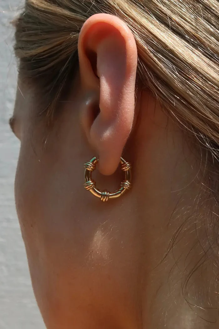 Sable Notched Hoops - Gold - Image 2