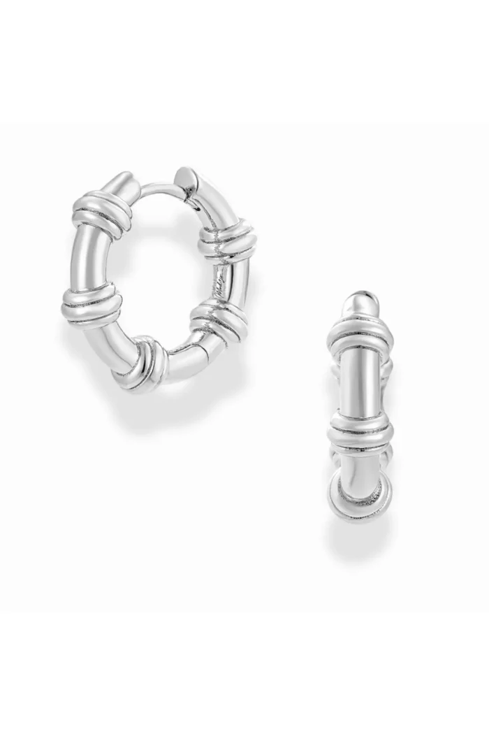 Sable Notched Hoops - Silver