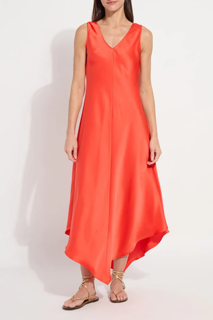 Sakura Bias Handkerchief Dress - Red Kiss