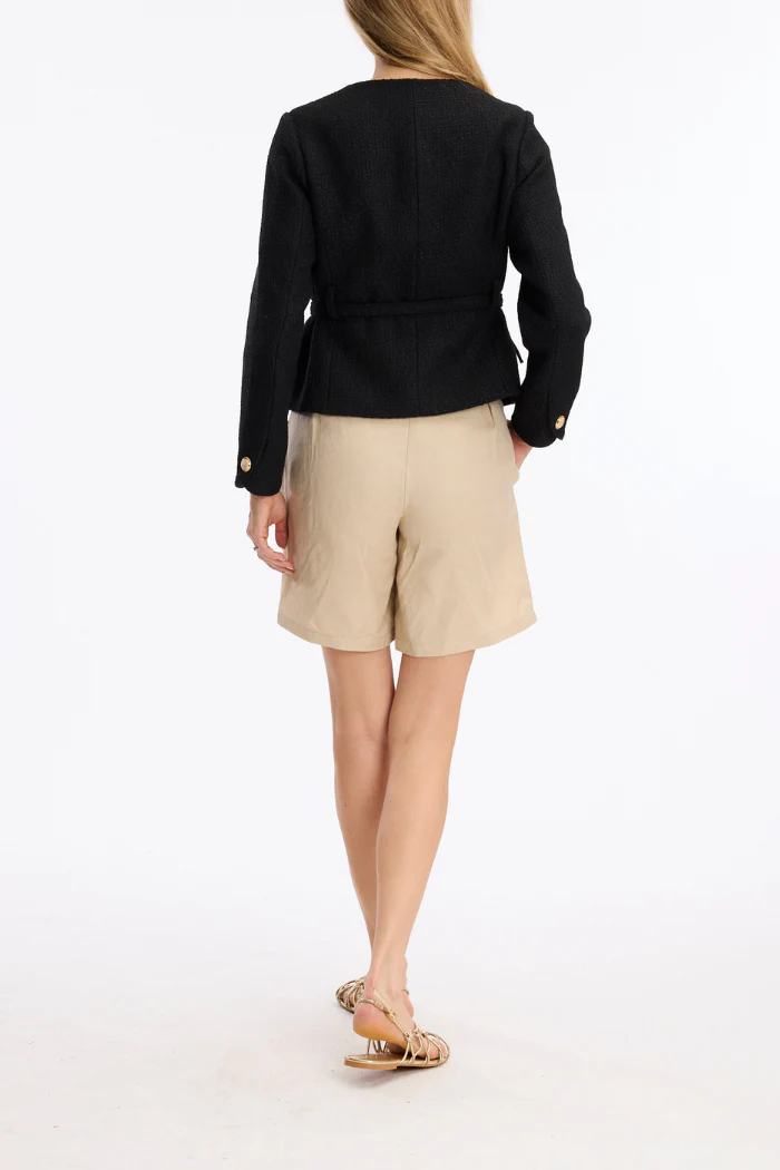 Salomé Elegant Belted Jacket - Black - Image 3