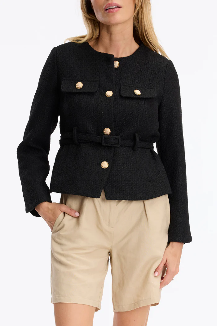 Salomé Elegant Belted Jacket - Black - Image 4