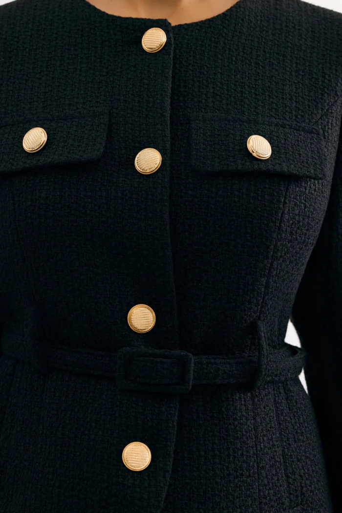 Salomé Elegant Belted Jacket - Black - Image 5