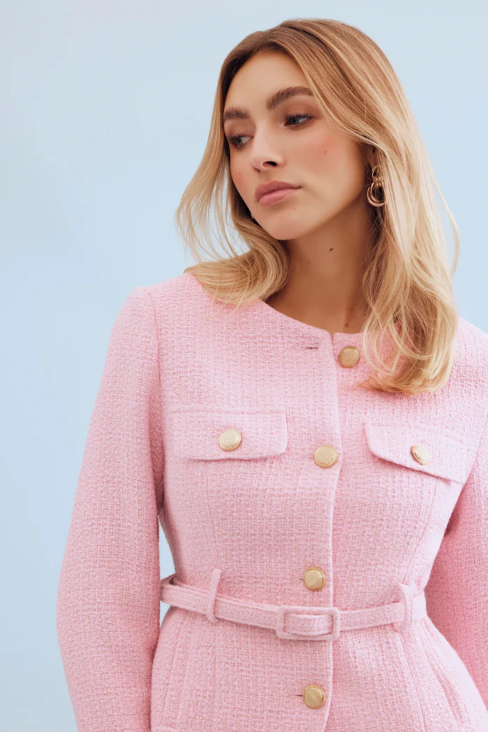 Salomé Elegant Belted Jacket - Pink - Image 2