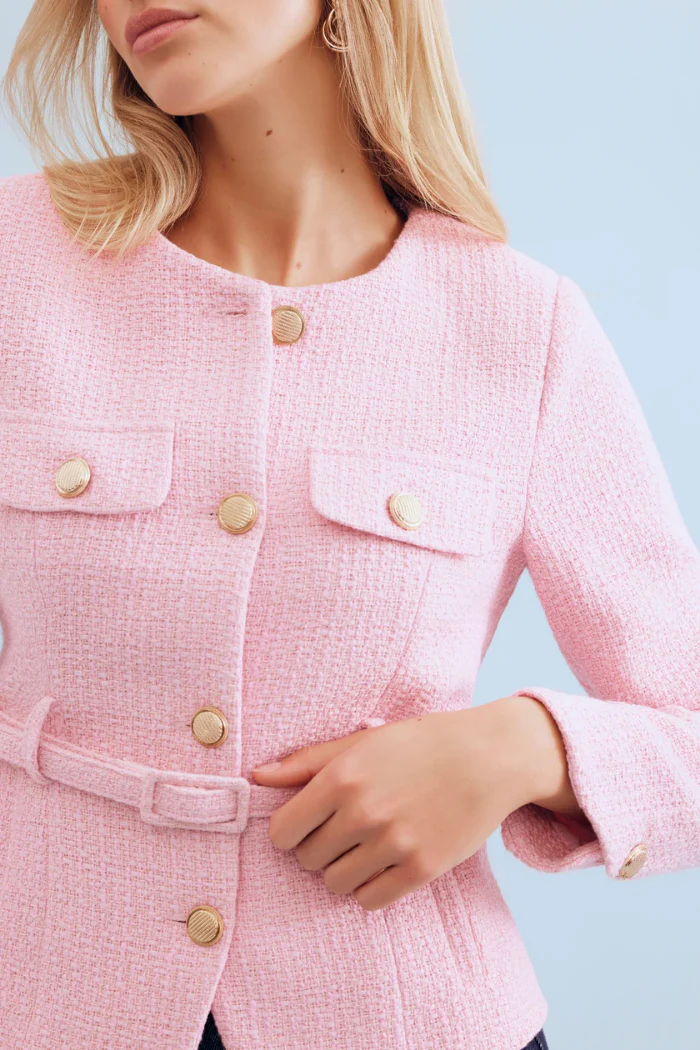 Salomé Elegant Belted Jacket - Pink - Image 3