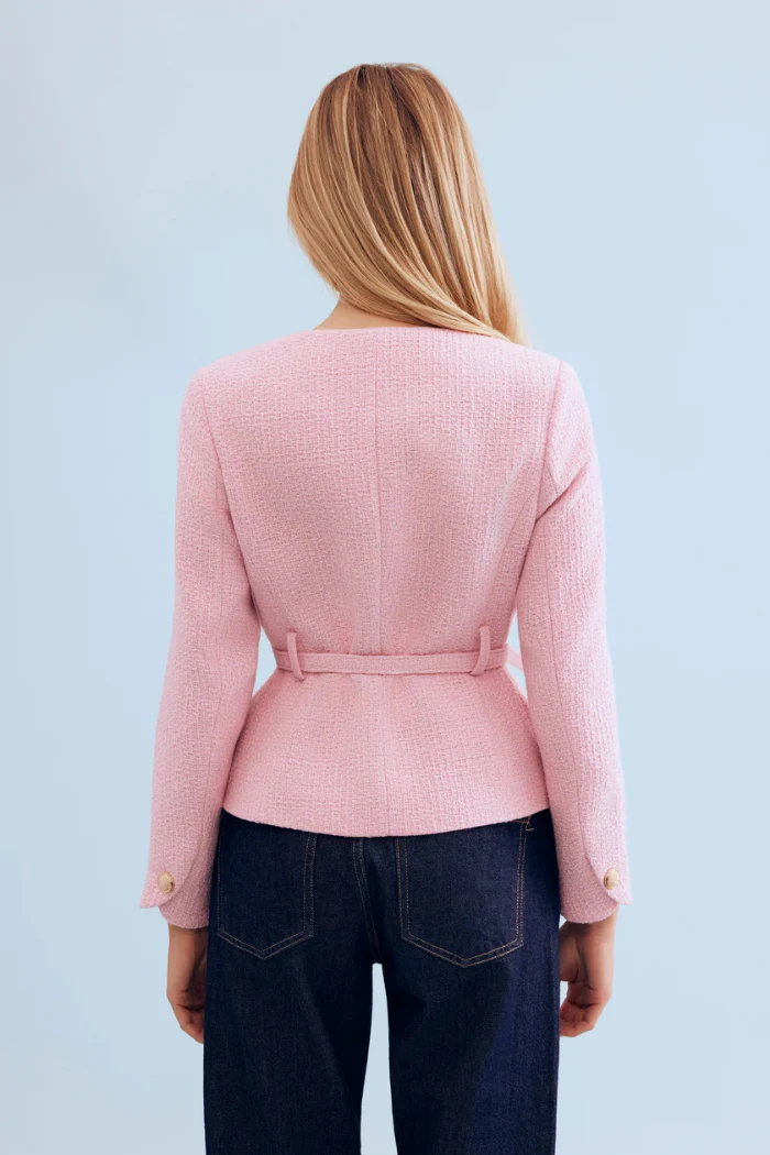 Salomé Elegant Belted Jacket - Pink - Image 4