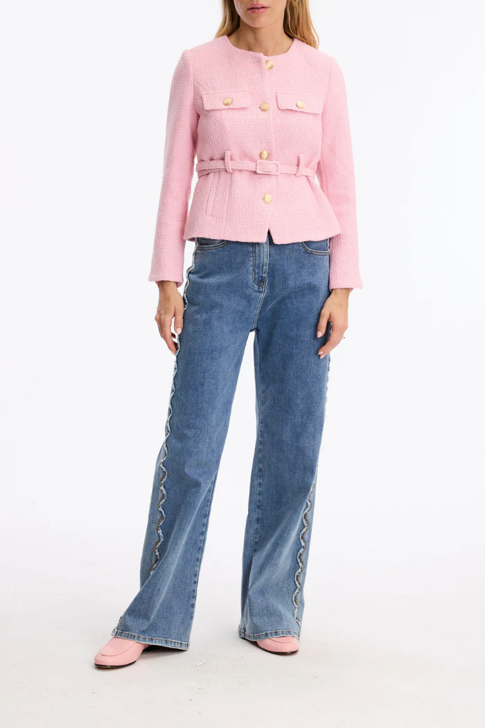 Salomé Elegant Belted Jacket - Pink - Image 7
