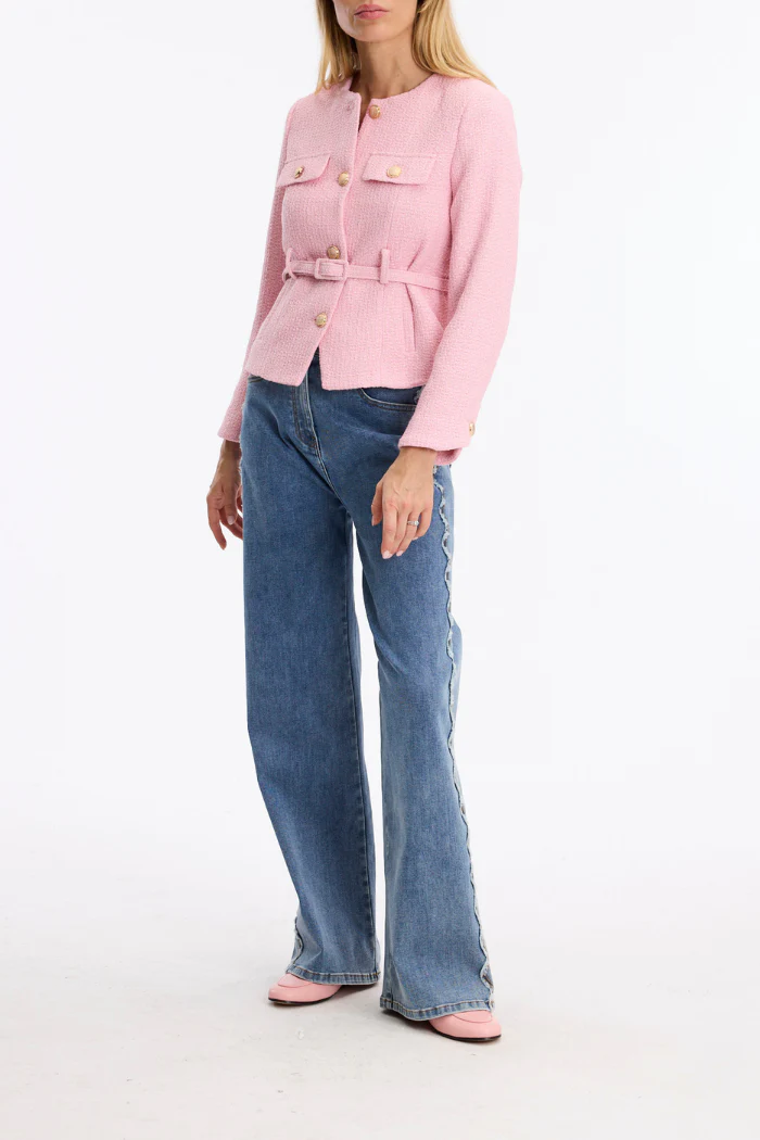 Salomé Elegant Belted Jacket - Pink - Image 8