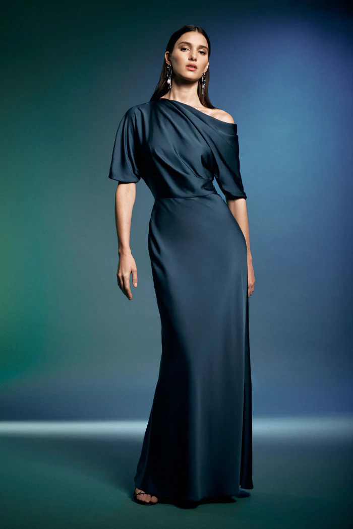 Satin One Shoulder Trumpet Gown