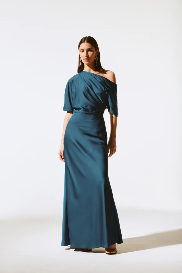 Satin One Shoulder Trumpet Gown - Image 3