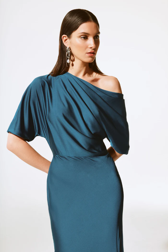 Satin One Shoulder Trumpet Gown - Image 4
