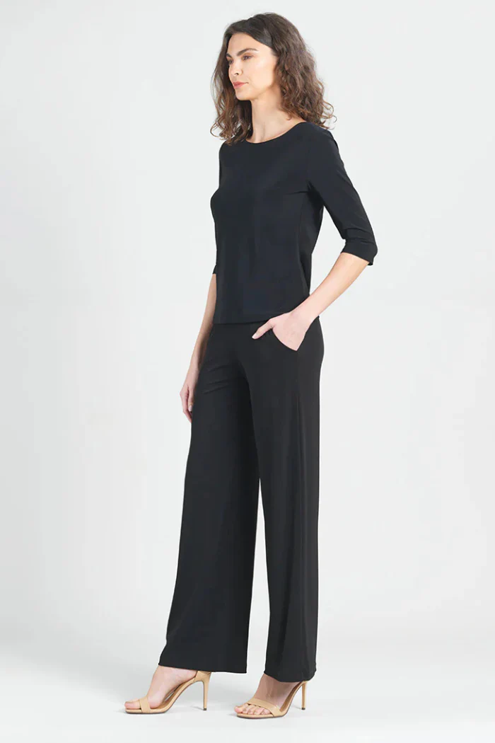 Scoop Neck Half Sleeve Top - Black - Image 2