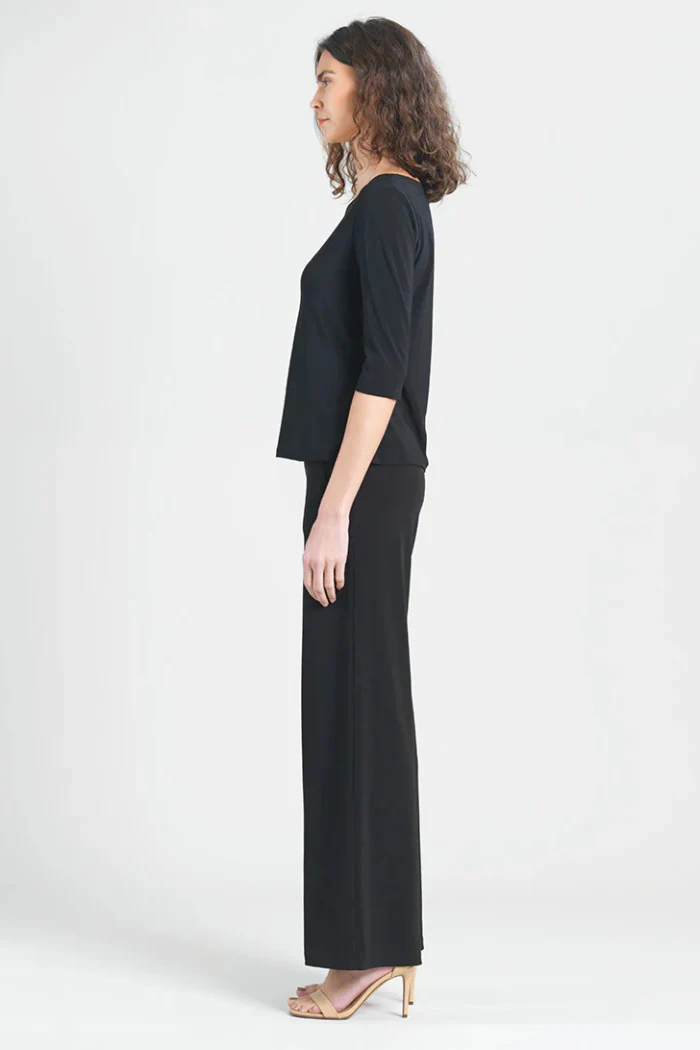 Scoop Neck Half Sleeve Top - Black - Image 3