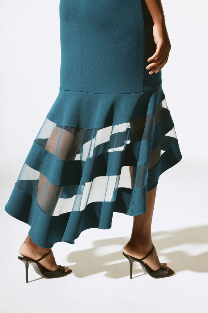 Scuba Crepe And Mesh Trumpet Gown - Image 4