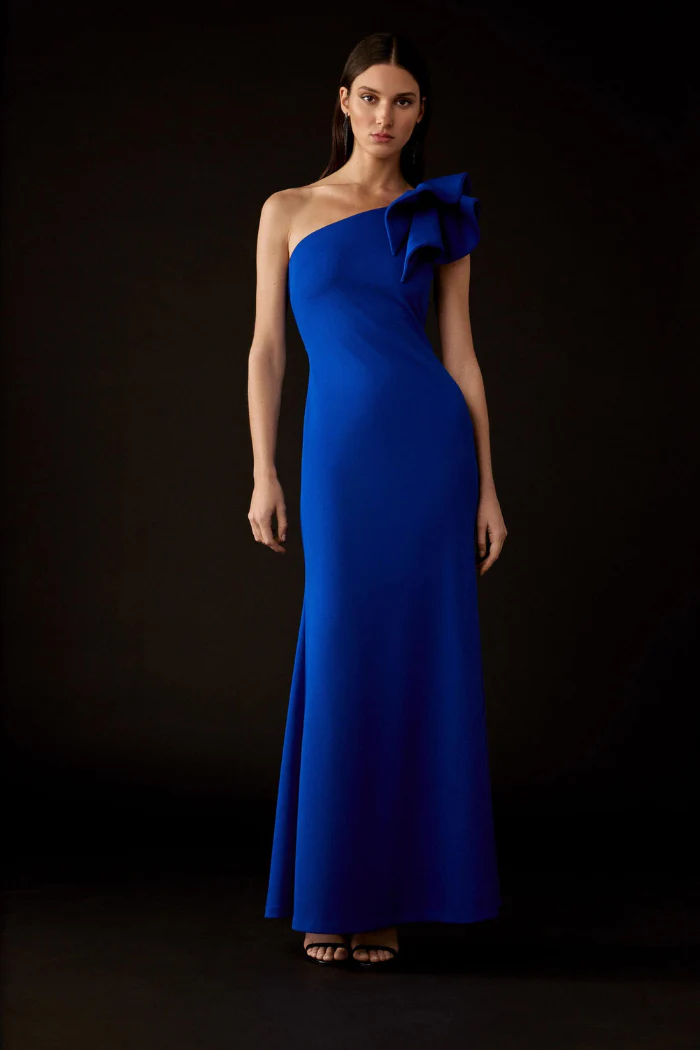 Scuba Crepe One-Shoulder Gown - Image 2