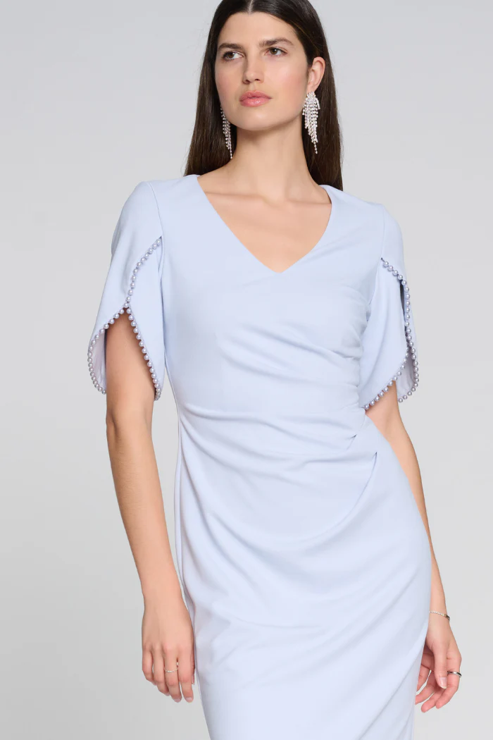Scuba Crepe Sheath Dress with Pearl Detail - Image 4