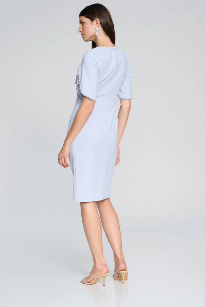Scuba Crepe Sheath Dress with Pearl Detail - Image 6